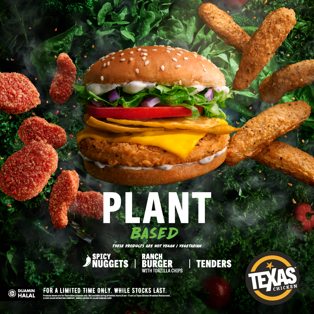 Tiba Giliran Texas Chicken Perkenalkan Burger & Nuget Berasaskan Tumbuhan