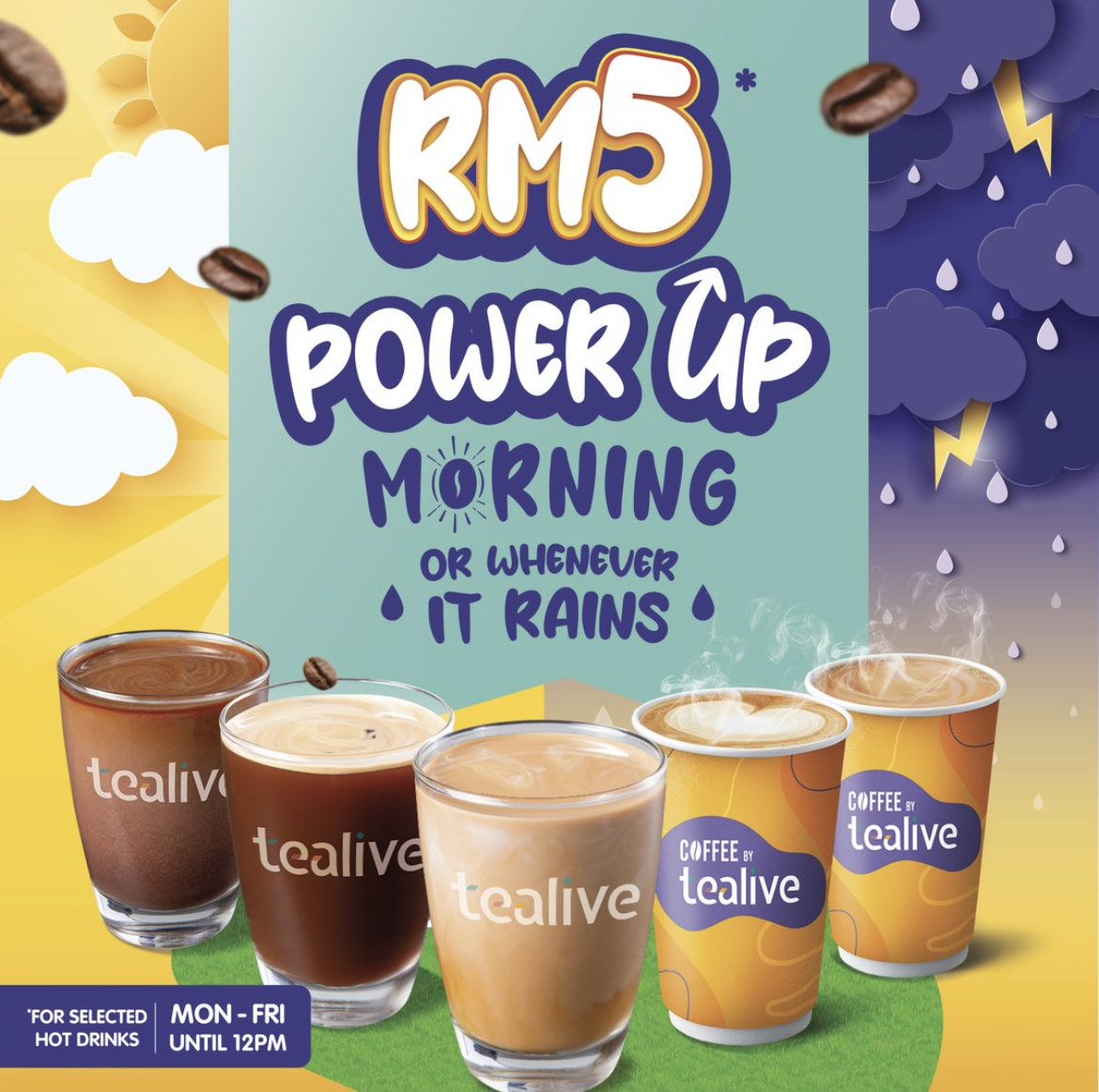 Tealive Tawarkan Minuman Panas Berharga RM5 Setiap Kali Hujan – Pada Setiap Isnin Hingga Jumaat