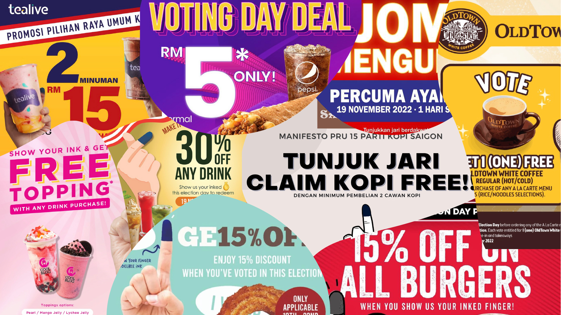 Selesai Mengundi? Tunjuk Dakwat Pada Jari Dan Nikmati Promosi Menarik Di 16 Kedai Ini