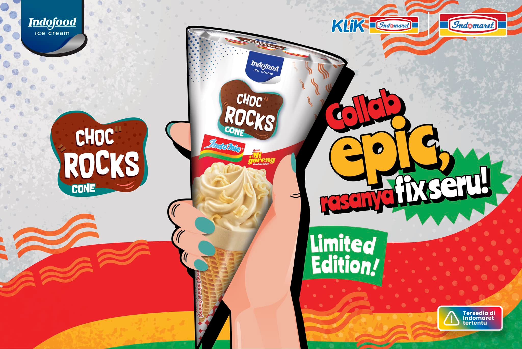 Kolaborasi Epik Antara Indofood Ice Cream Dan Indomie – Choc Rocks Cone Edisi Terhad