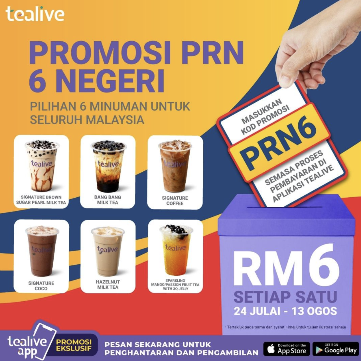 Tealive Menawarkan Minuman Pada Harga RM6 Secawan – Promosi Istimewa Sempena PRN 6 Negeri