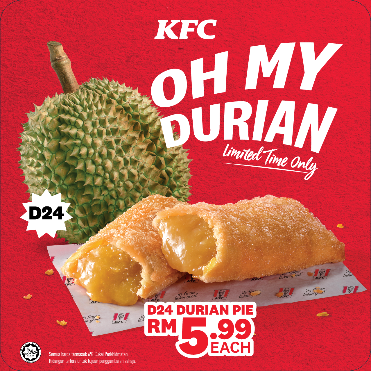 KFC Malaysia Memperkenalkan Menu Edisi Terhad Pai Durian D24