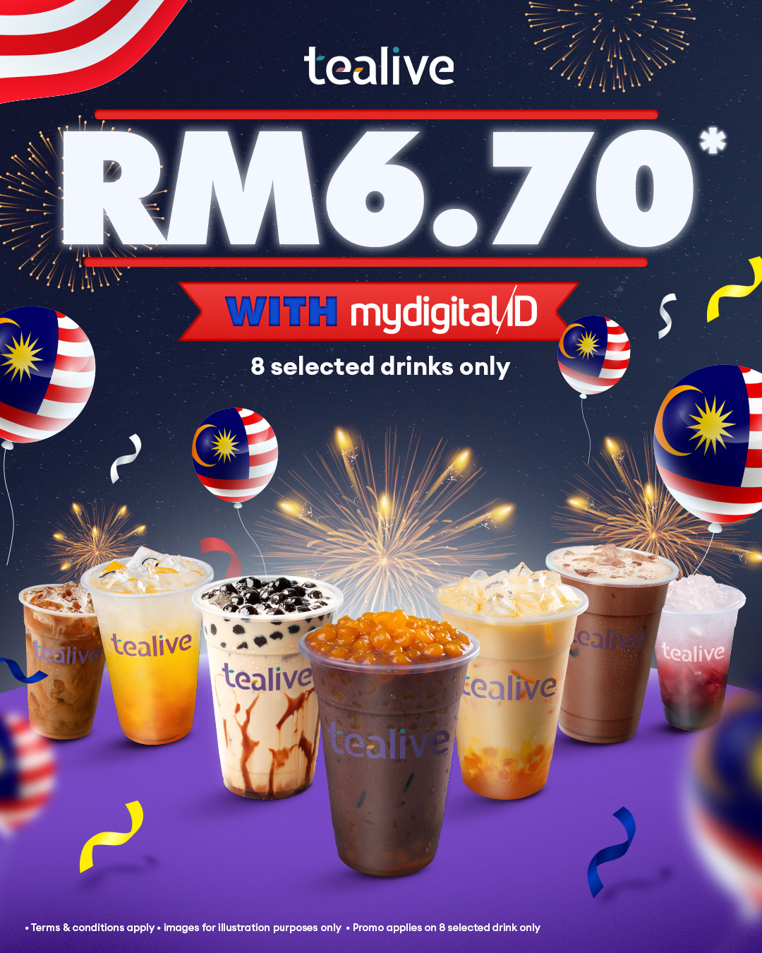 Tealive Menawarkan Promosi RM6.70 Secawan Untuk 8 Minuman Terpilih – Khusus Untuk Yang Telah Mendaftar MyDigital ID