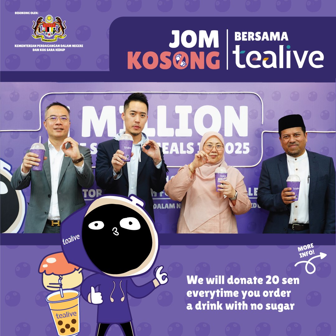 Tealive Menggalakkan Pilihan Tanpa Gula Bagi Setiap Pesanan Minuman – Menyokong Kempen Jom Kosong
