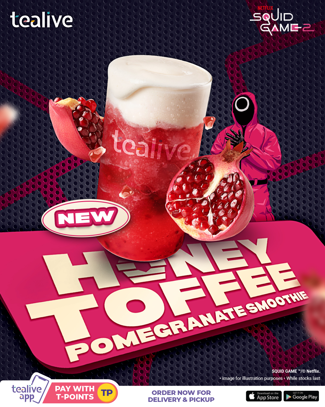 Tealive Lancar Minuman Baharu Edisi Squid Game – Honey Toffee Pomegranate Smoothie