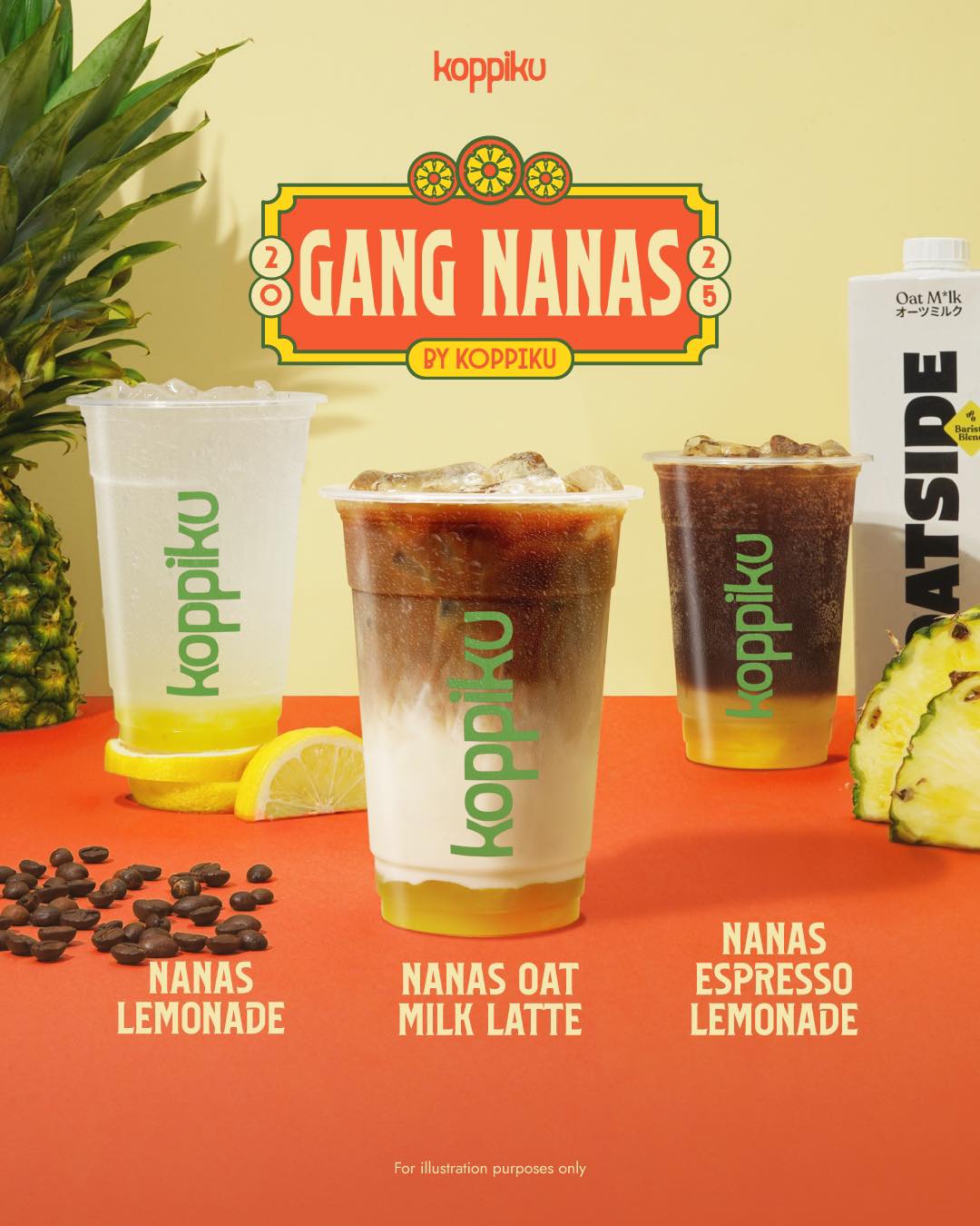 Koppiku Hadir Dengan Siri Minuman Untuk Anda Yang Menggemari Buah Nanas – Nanas Oat Milk Latte, Nanas Espresso Lemonade