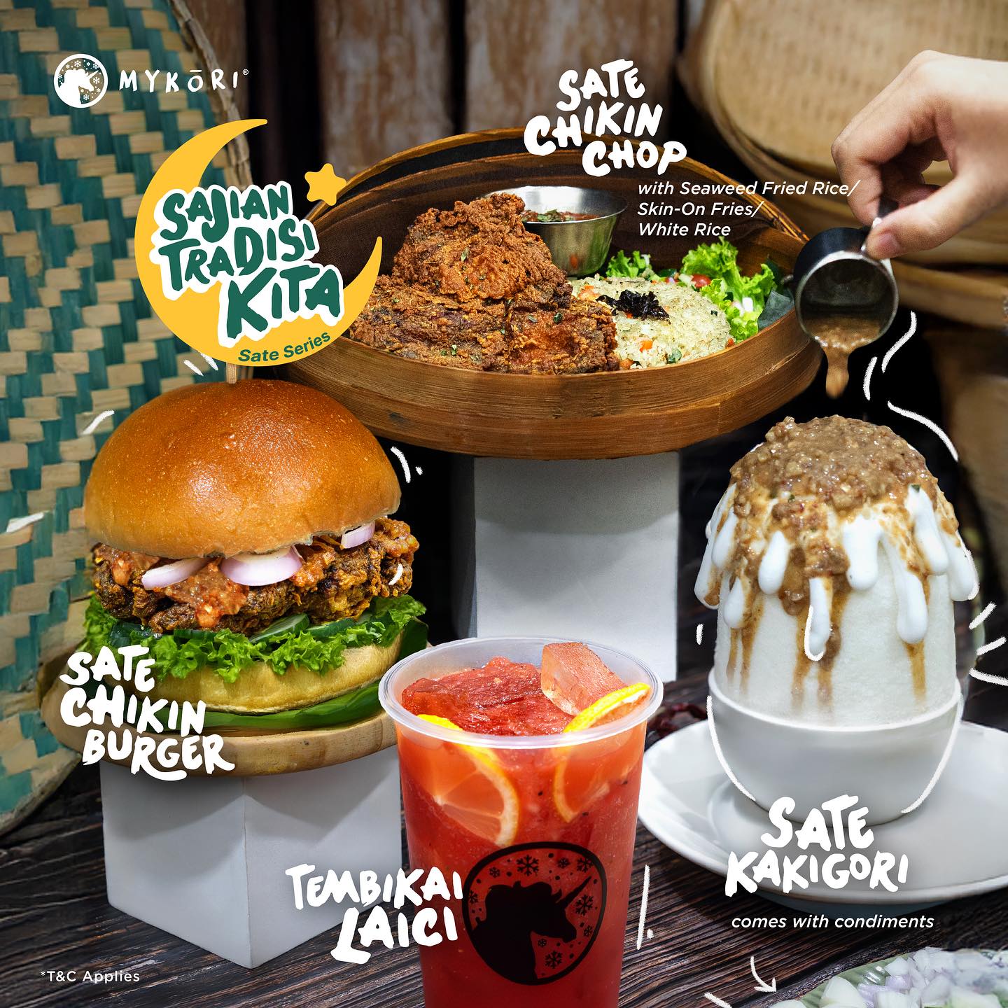 Mykori Memperkenalkan Sate Kakigori- Hidangan Unik Yang Menampilkan Ais Kisar Bersama Kuah Kacang