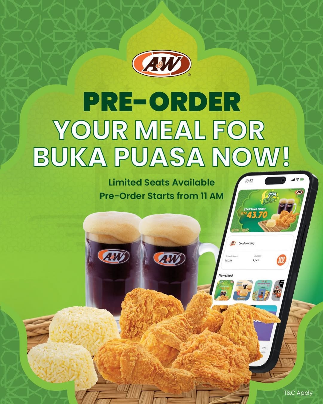 A&W Memperkenalkan Kemudahan Pra-Tempah Hidangan Iftar Melalui Aplikasi