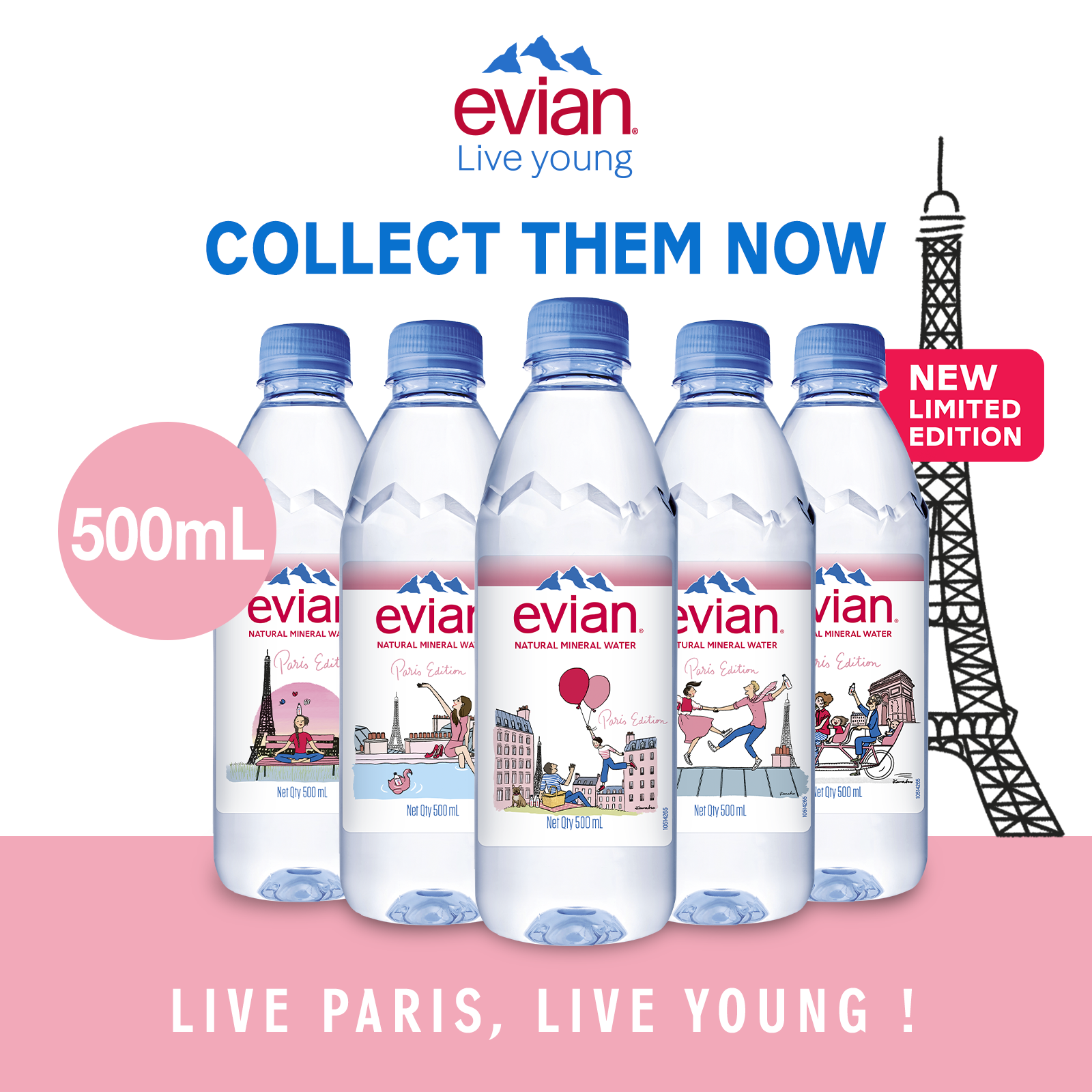 evian Hadir Dengan Koleksi Botol Edisi Terhad Baharu – ‘Live Paris, Live Young’