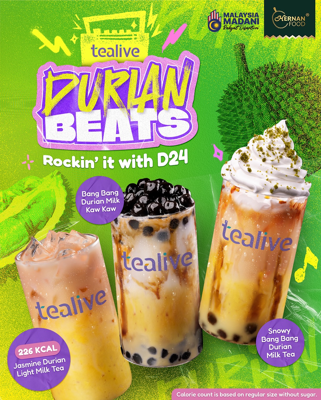 Tealive Hadir Dengan Siri Minuman Durian Di Beberapa Cawangan Terpilih – Bang Bang Durian Milk Kaw Kaw, Jasmine Durian Light Milk Tea