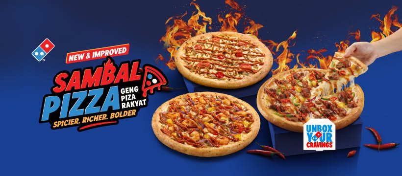 Domino’s Sambal Pizza Kembali – Menampilkan 3 Pilihan Perisa Iaitu Ayam, Udang Dan Bilis
